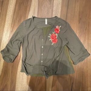 ❤️Boutique - Floral Applique Blouse - XL